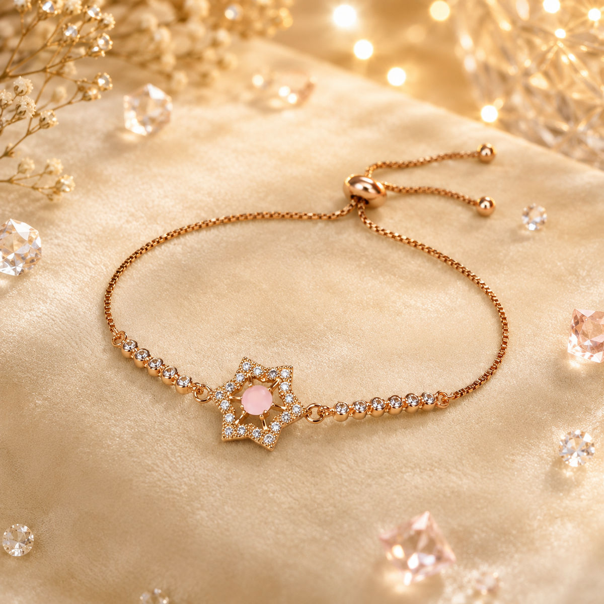 Adjustable Bracelet-286 (Golden/Pink)