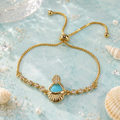 Adjustable Bracelet-284 (Golden/Ferozi)