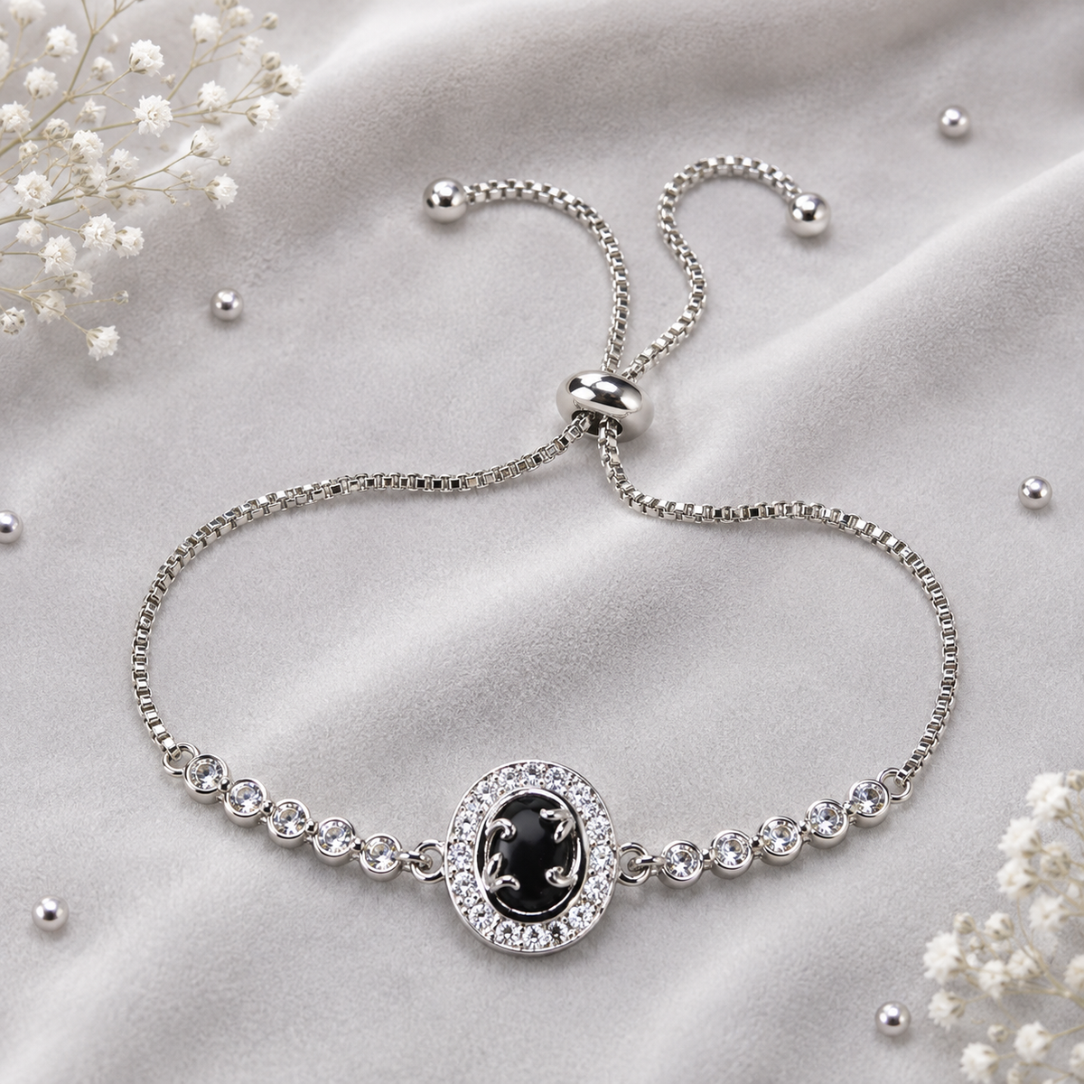 Adjustable Bracelet-283 (Silver/Black)