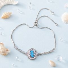 Adjustable Bracelet-283 (Silver/Ferozi)