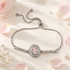 Adjustable Bracelet-283 (Silver/Pink)