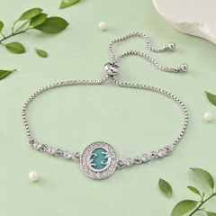 Adjustable Bracelet-283 (Silver/Mint Green)