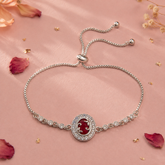 Adjustable Bracelet-283 (Silver/Maroon)