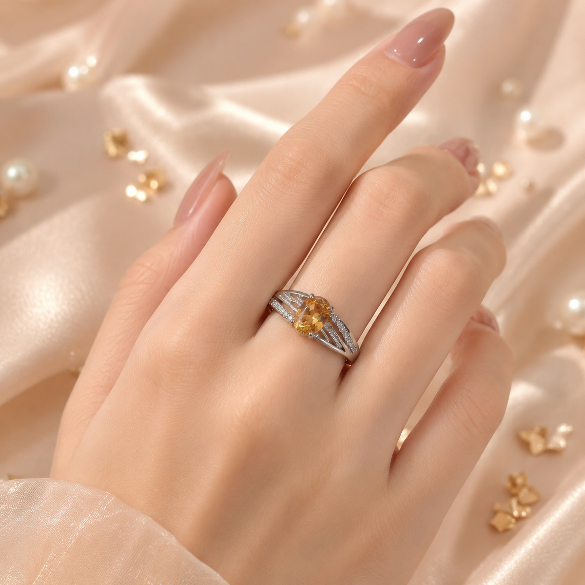 Zircon Ring-460 (Silver/Golden)