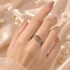 Zircon Ring-460 (Silver/Golden)