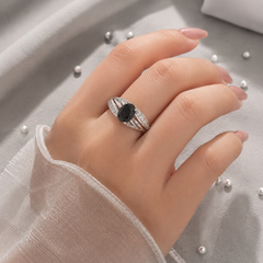 Zircon Ring-460 (Silver/Black)