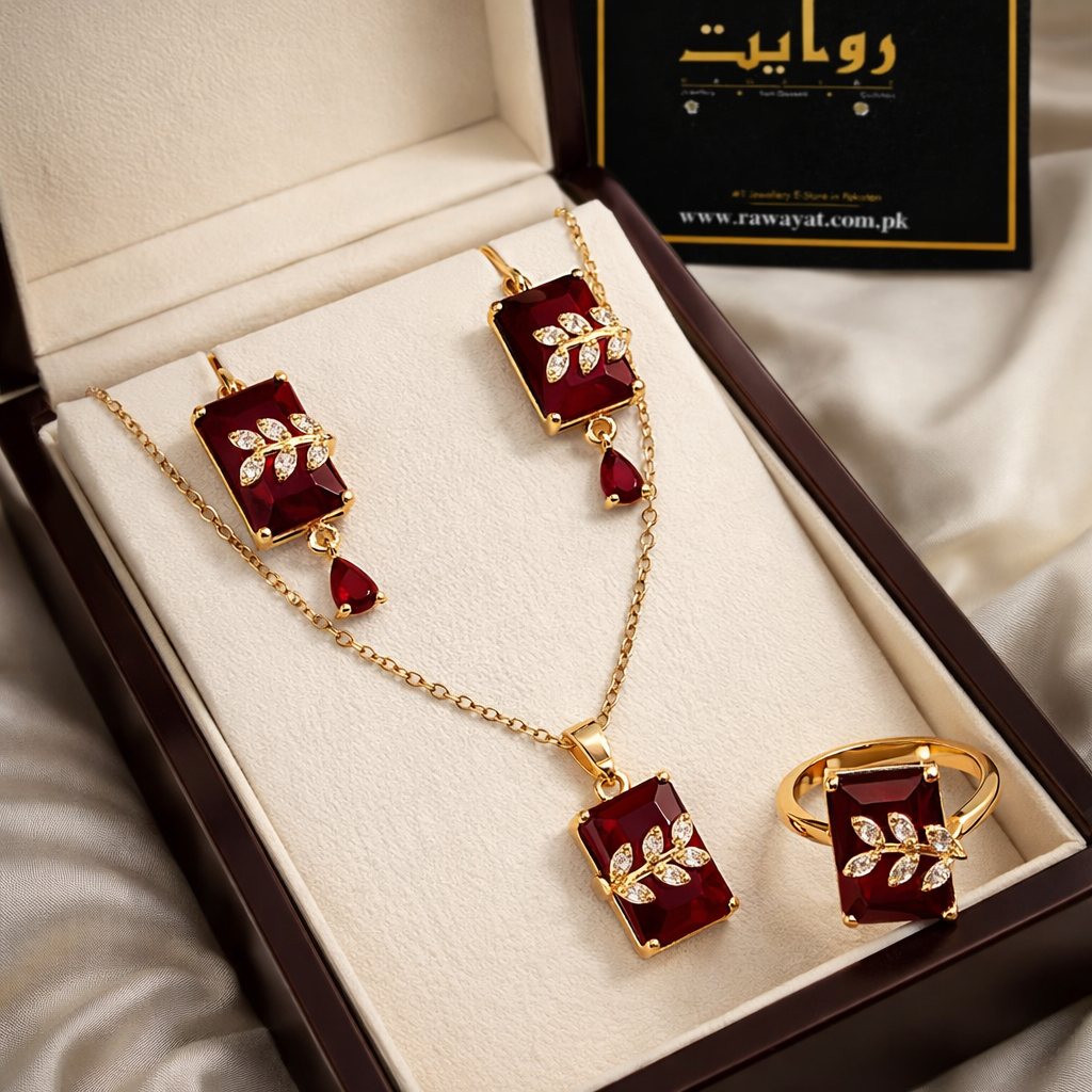 Zircon Locket Set-70 (Maroon)
