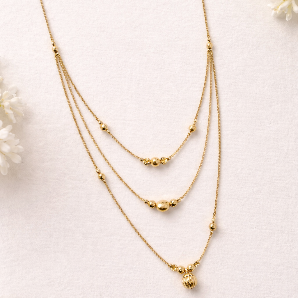 Gold Chain 3 Layer Mala-137 (Golden)