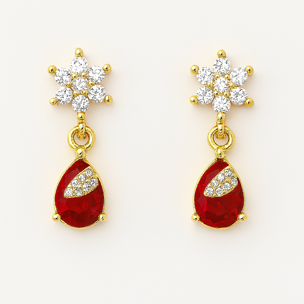 Zircon Earring-114 (Maroon)