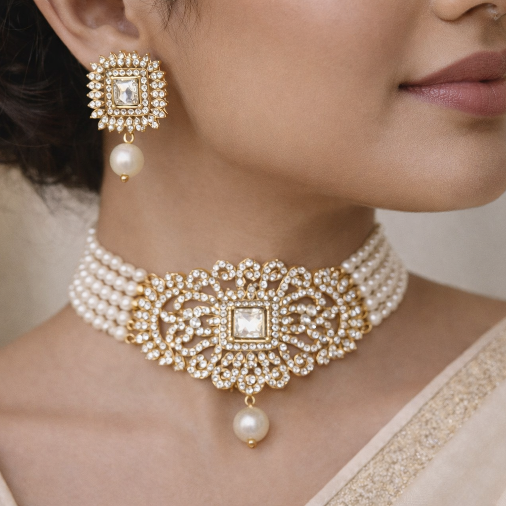 BAREEHA Choker Set (Pearl)