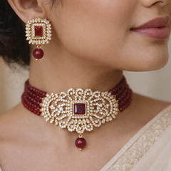 BAREEHA Choker Set (Maroon)