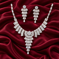 Premium Zircon Necklace-23 (Silver)