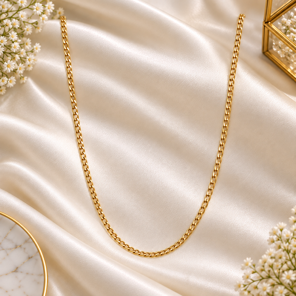 Stainless steel Gold Chain-195 (Golden)
