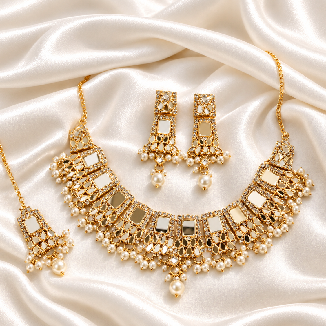Kundan Necklace-57 (Pearl)