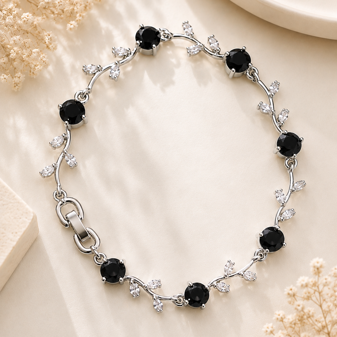 Tulip Grace Bracelet (Silver/Black)