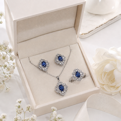 Zircon Locket Set-198 (Silver/Blue)