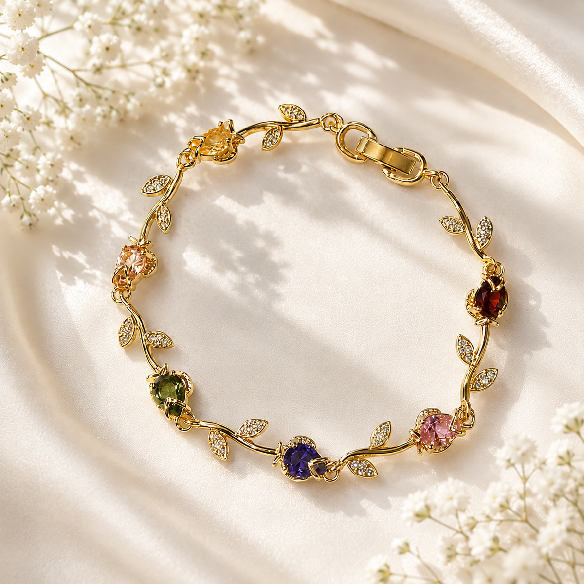 Tulip Flower Bracelet (Golden/Multi)