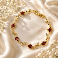 Tulip Flower Bracelet (Golden/Maroon)