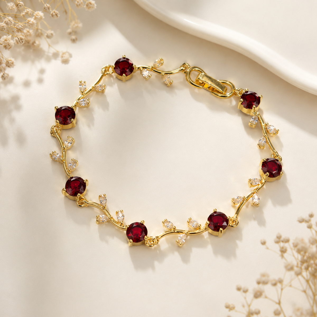 Tulip Grace Bracelet (Golden/Maroon)