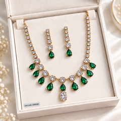 Zircon Necklace-69 (Golden/Green)