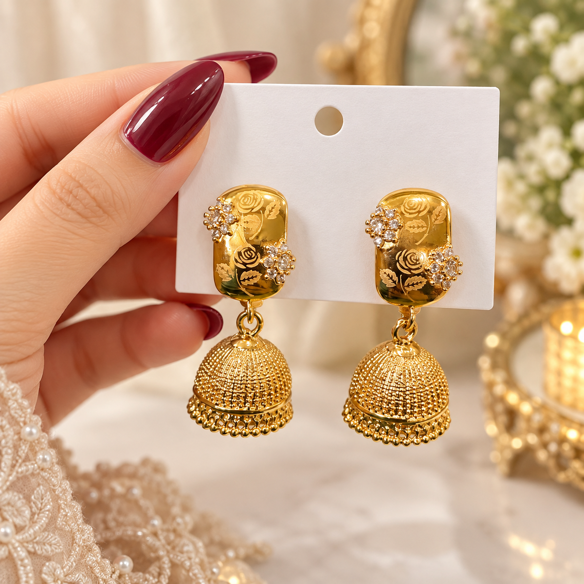 Zircon Jhumki-119 (Golden)