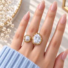 Baroque Pearl Ring-20 (Golden)