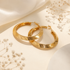 Stainless Steel Hoop Earring-17 (Golden)