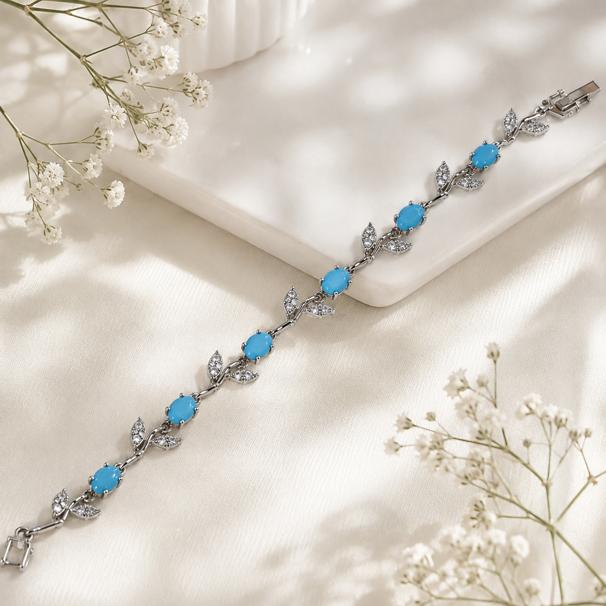 Tulip Bracelet (Silver/Ferozi)