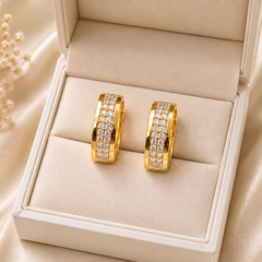 Zircon Hoop Earring-254 (Golden)