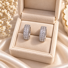 Zircon Hoop Earring-261 (Silver)