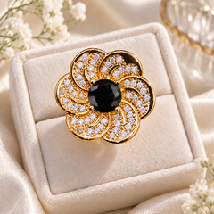 Zircon Ring-475 (Golden/Black)
