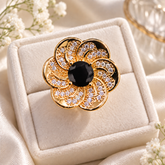 Zircon Ring-475 (Golden/Black)