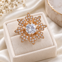 Zircon Ring-477 (Golden/White)