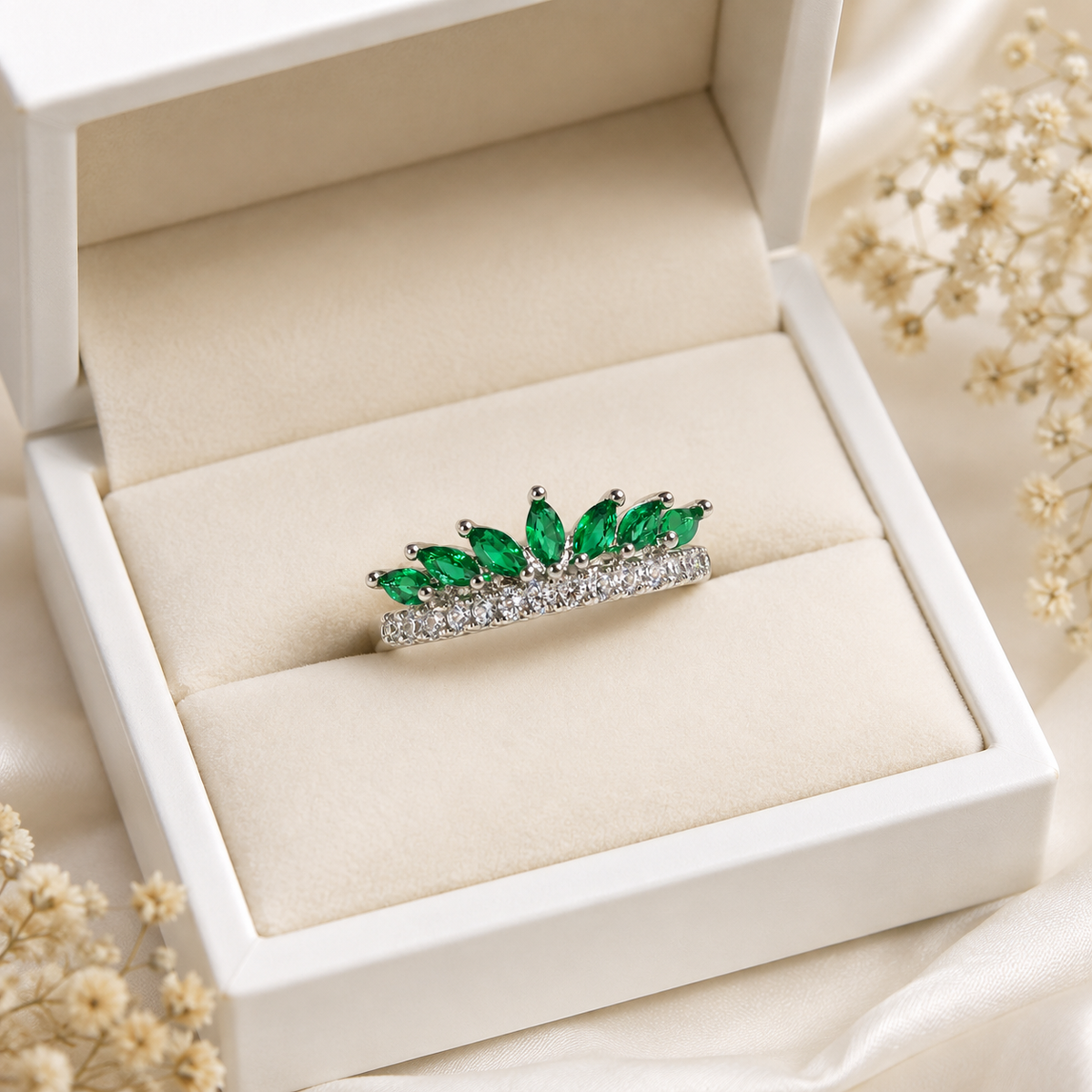 Zircon Ring-429 (Silver/Green)