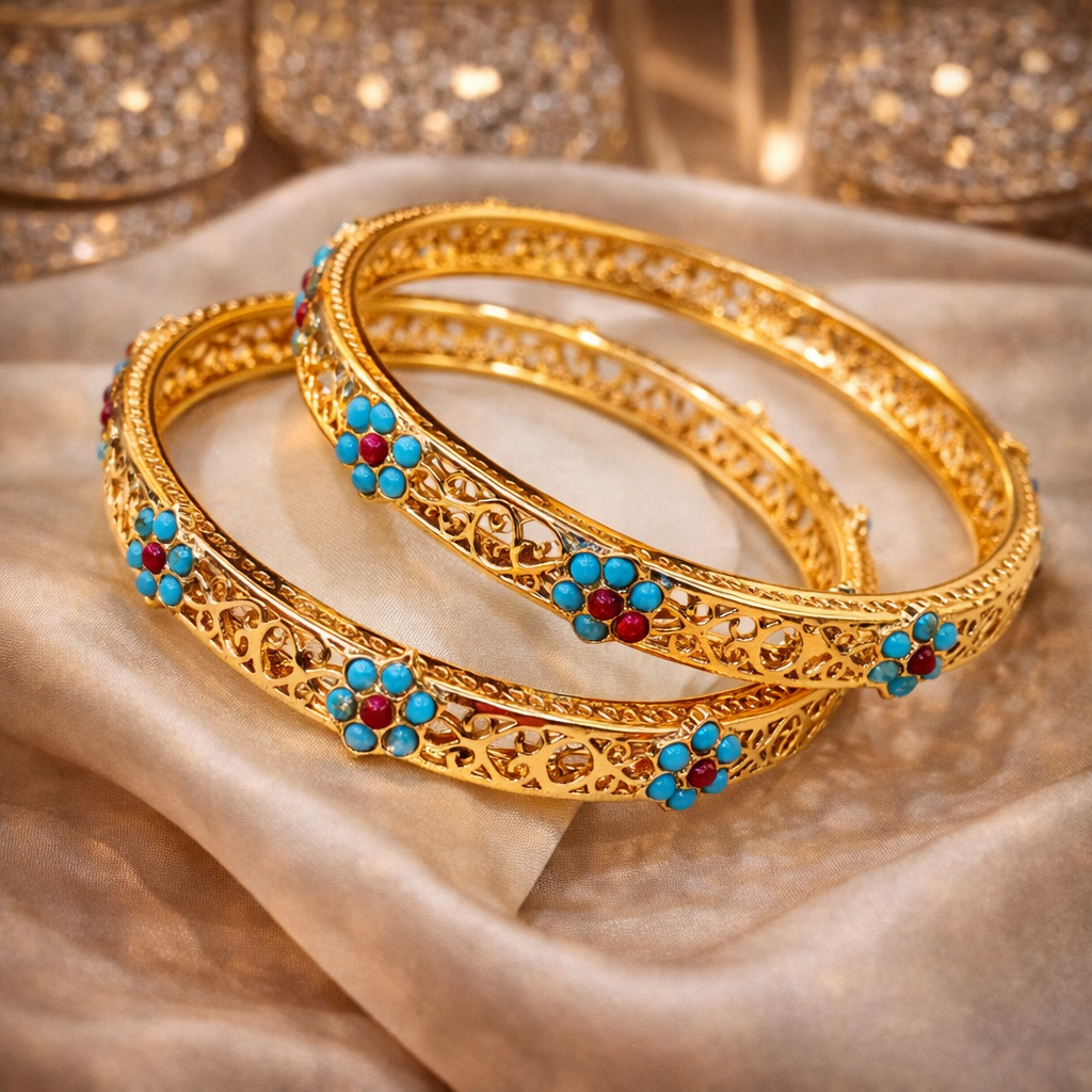 Kara Pair-62 (Maroon/Ferozi)