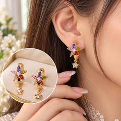 Zircon Hoop Earring-284 (Golden)