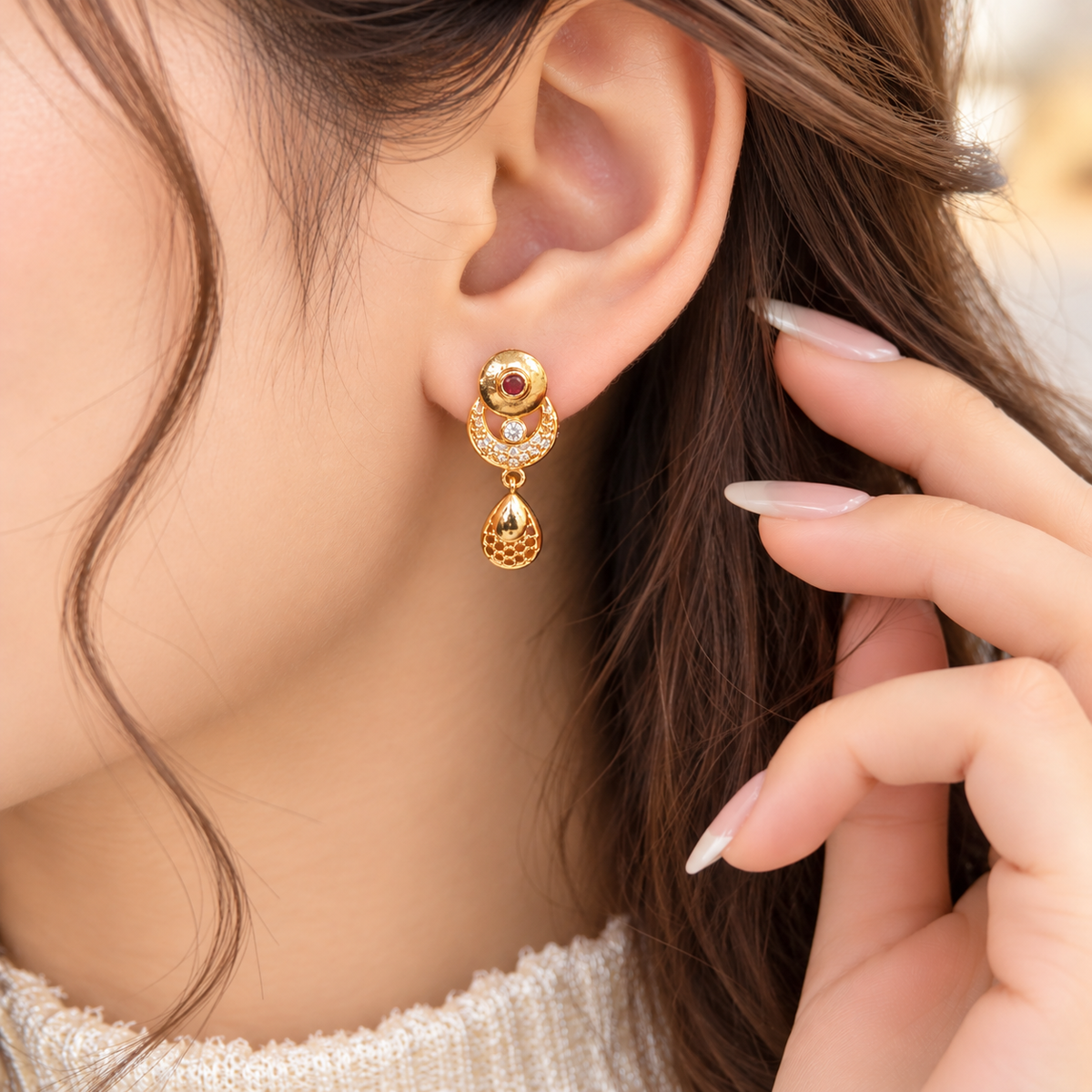 Zircon Earring-276 (Golden)