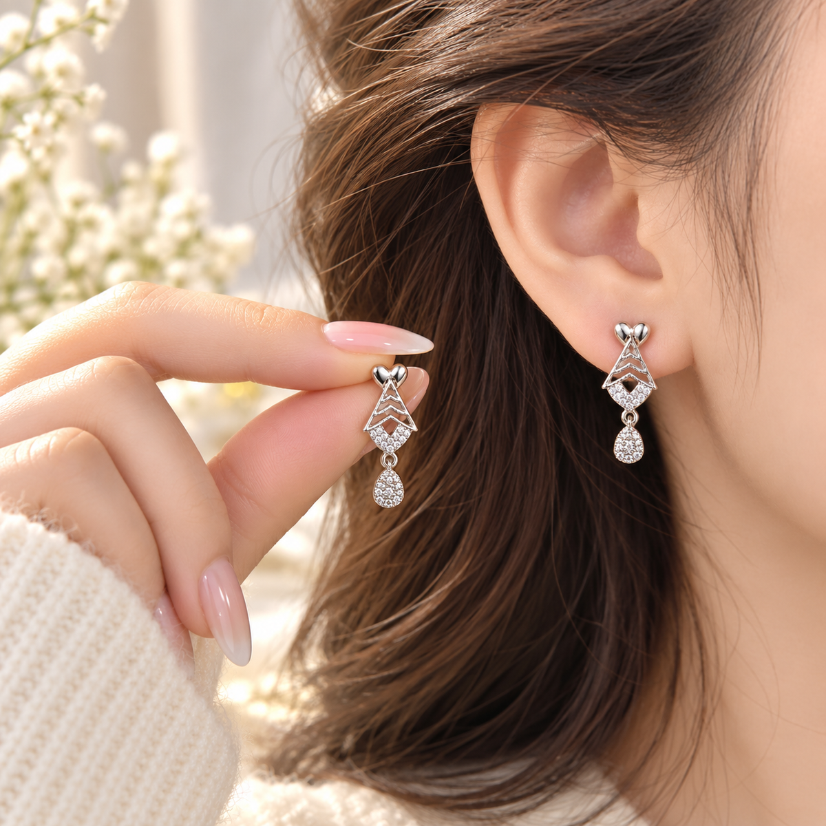 Zircon Earring-273 (Silver)