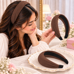 Plain Wide Hairband (Brown)