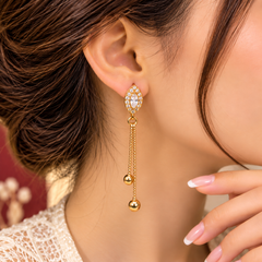 Zircon Hoop Earring-302 (Golden)