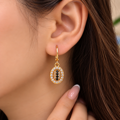 Zircon Hoop Earring-293 (Black)
