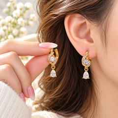 Zircon Hoop Earring-268 (Golden)