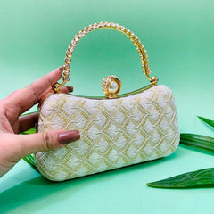 Fancy Clutch-1029 (Golden/White)