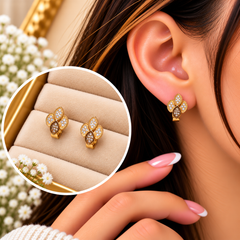 Zircon Hoop Earring-308 (Golden)