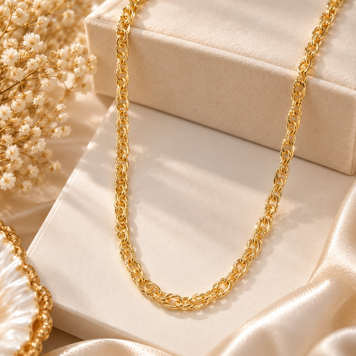 Stainless steel Gold Chain-198 (Golden)