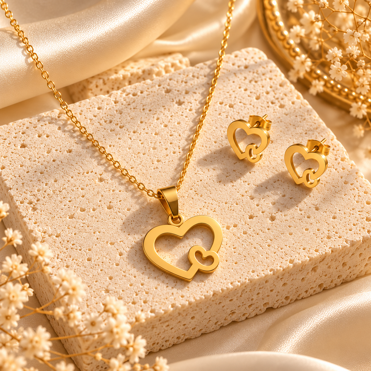 Stainless Steel Locket set-51 (Golden)