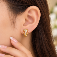 Zircon Hoop Earring-294 (Golden)