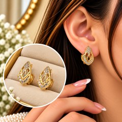 Zircon Hoop Earring-290 (Golden)