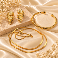 Stainless Steel Golden Aura 3-Piece Jewellery Bundle (Anti Tarnish)