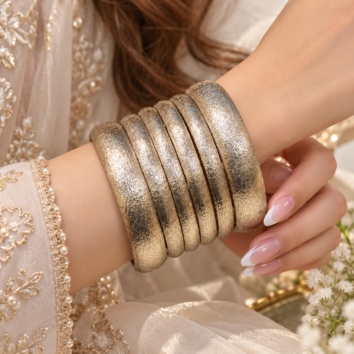 Chunky Bangles-102 (Silver Glitter Bangles)